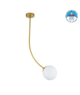 GLOBOSTAR® DRIZZLE 00921 Μοντέρνο Φωτιστικό Οροφής με Ντουί 1 x E27 AC 220-240V IP20 - Λευκό & Χρυσό - Μ15 x Π15 x Υ100cm